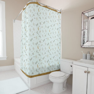 Aqua Ditsy rideau de douche Floral Antiquité Gold 