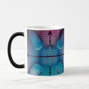 Aqua Dot Grid Heat Reveal Color Morphing Mug