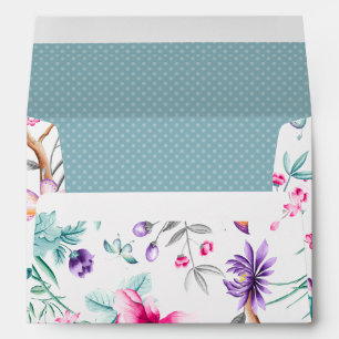 Aqua Dotted   Chinoiserie and Butterflies Envelope