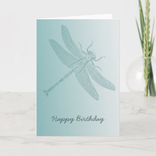 aqua dragonfly chic white stylish card