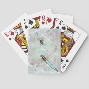 Aqua Dragonfly Duet Playing Cards