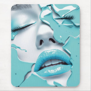 Aqua Dream Girl Abstract Beauty Portrait Mouse Pad