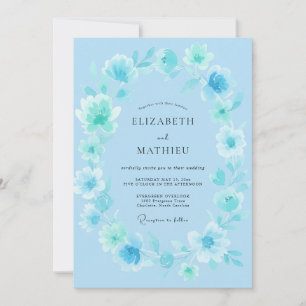 Aqua Dreamy Blossom Wedding Invitation