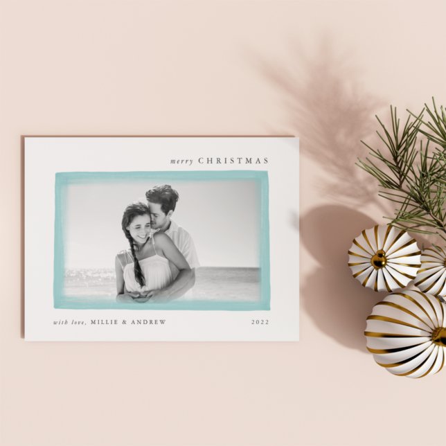 Aqua | Dreamy Wish Merry Christmas Photo Holiday Card (Creator Uploaded)