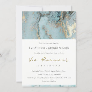 AQUA DUSKY BLUE GOLD AGATE VOW RENEWAL INVITE