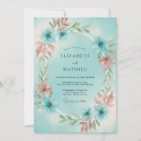 Aqua Dusty Coral Wreath Wedding