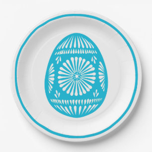 Aqua Easter Egg Paper Plate