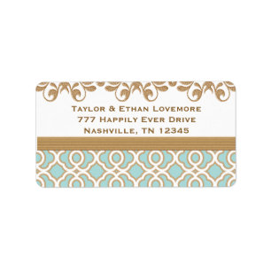 Aqua Eggshell Blue Gold Return Address Labels
