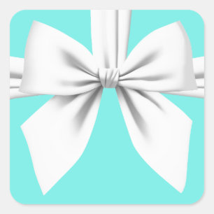 Aqua Elegant Fancy Tiffany Birthday Tableware Square Sticker