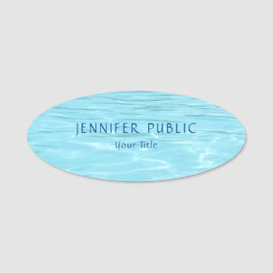 Aqua Elegant Modern Template Nature Blue Water Name Tag