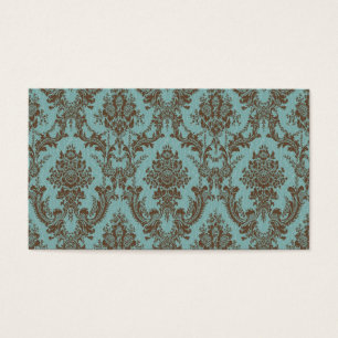 Aqua Élégant & Motif Damassé au Chocolat Vintage