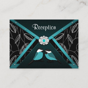Aqua et cartes noires de réception de mariage