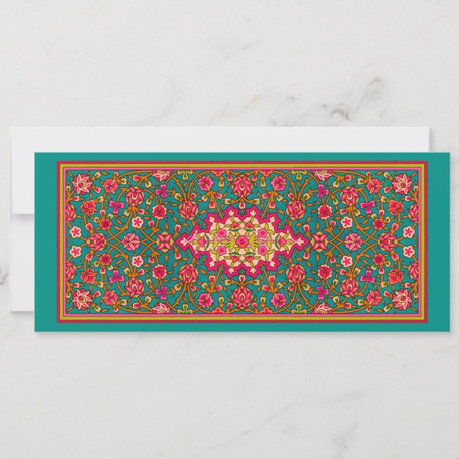 Aqua et Faire-part de mariage marocaine rose (Devant)