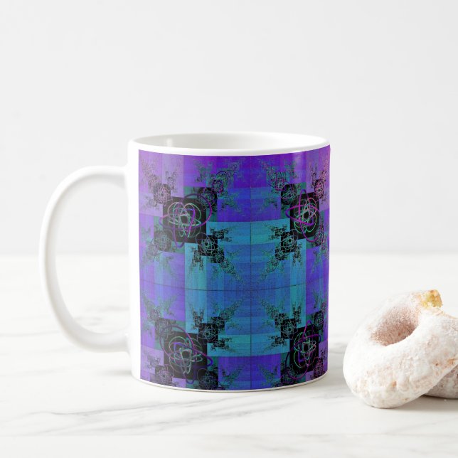 Aqua et Lilac Fractal Joy Café Mug (Avec donut)
