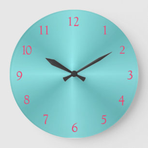 Aqua et rose> Horloge murale plate