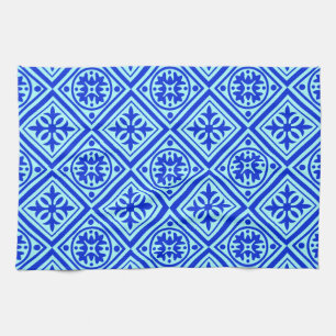 Aqua Et Royal Bleu Art Déco Serviette Moderne Plat