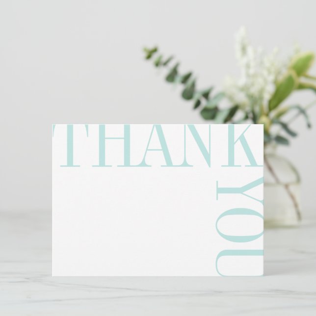 Aqua et White Modern Grand Texte Merci Note (Debout devant)