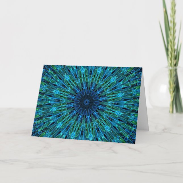 Aqua Explosion Kaleidoscope Card (Front)