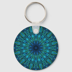 Aqua Explosion Kaleidoscope Keychain