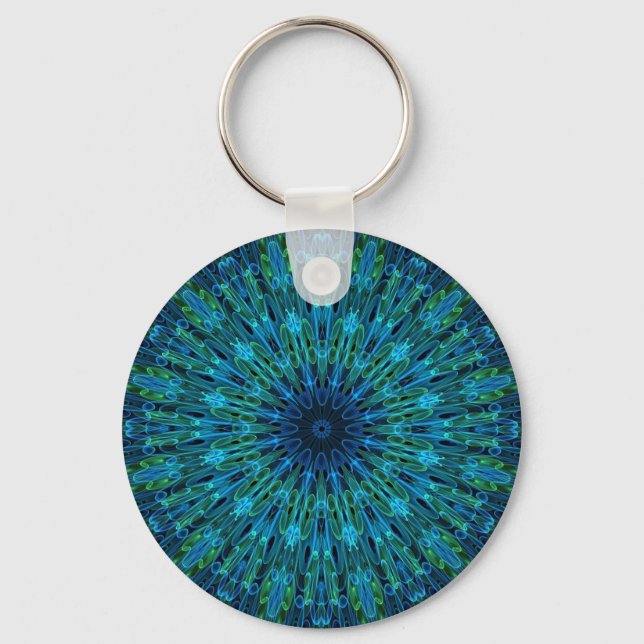 Aqua Explosion Kaleidoscope Keychain (Front)