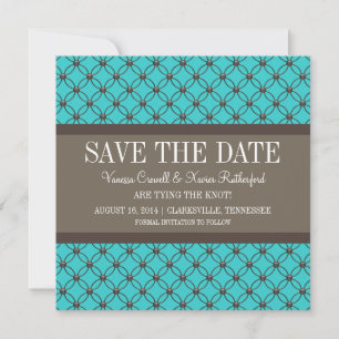 Aqua Fancy Lattice Save the Date Invite