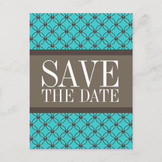 Aqua Fancy Lattice Save the Date Postcard