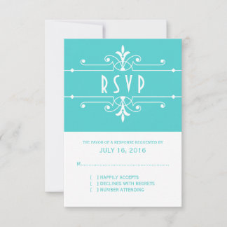 Aqua Fancy Ornamental Response Card