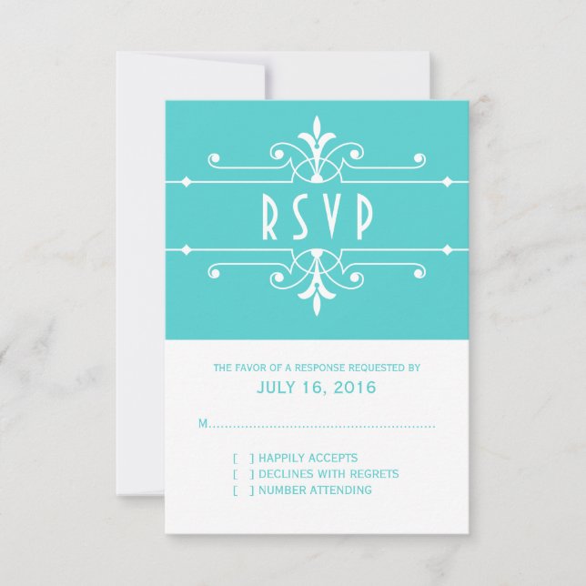 Aqua Fancy Ornamental Response Card (Front)