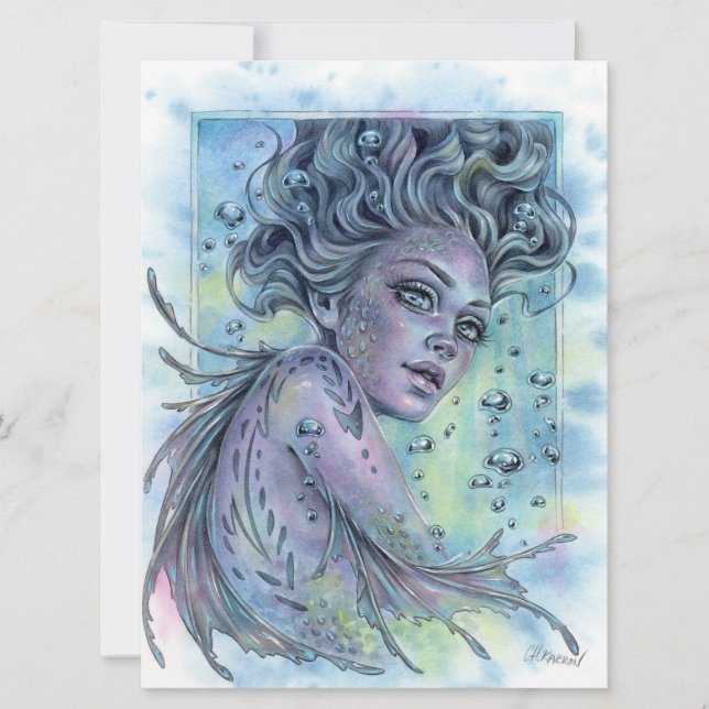 Aqua Fantasy Nymph Mermaid Female Art Card (Front)