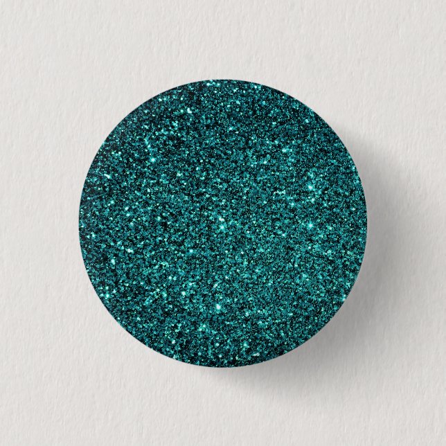 Aqua Faux Glitter 1 Inch Round Button (Front)