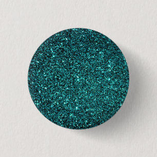 Aqua Faux Glitter 1 Inch Round Button