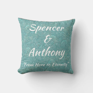 Aqua Faux Texture Throw Pillow