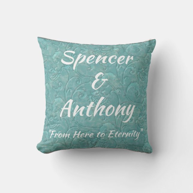 Aqua Faux Texture Throw Pillow (Front)