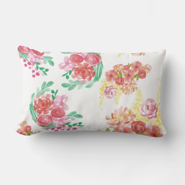 Aqua fleur lumbar pillow (Front)