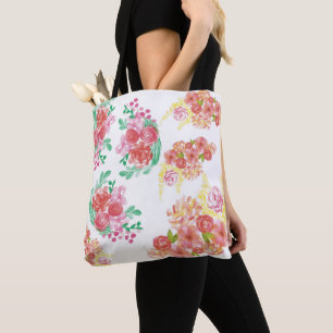 Aqua fleur tote bag