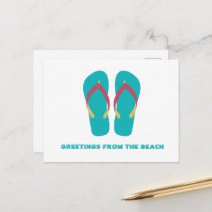 Aqua Flip Flops Greeting Postcard