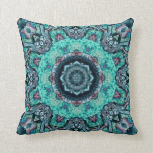 Aqua Floral Abstract Throw Pillow