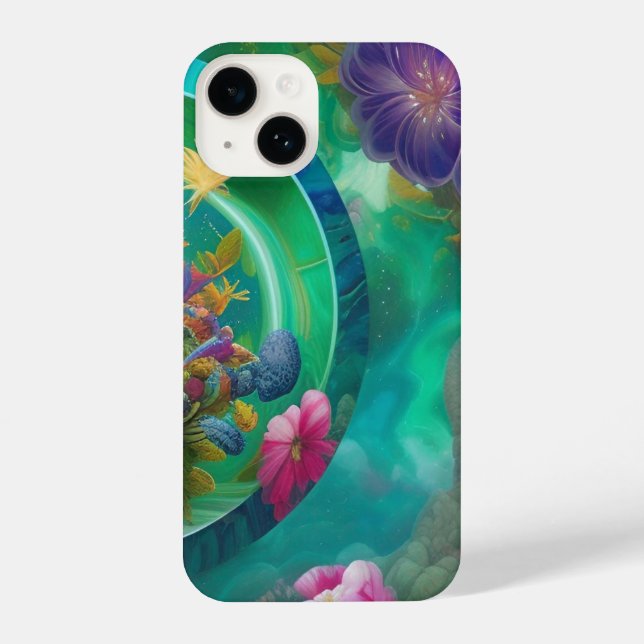 Aqua Floral Abstract underwater Garden  iPhone Case (Back)