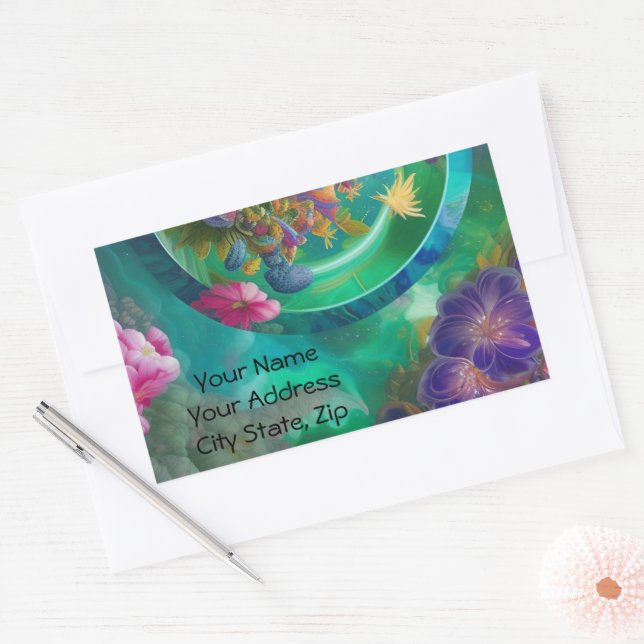 Aqua Floral Abstract underwater Garden   Sticker (Envelope)