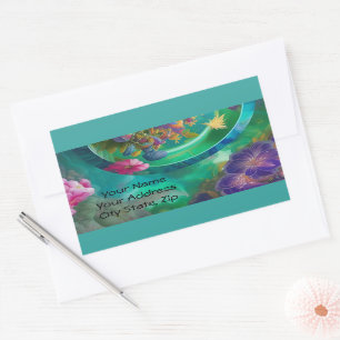 Aqua Floral Abstract underwater Garden   Sticker