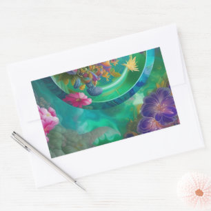 Aqua Floral Abstract underwater Garden Sticker