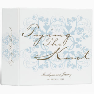 Aqua Floral Flourish Tying The Knot Wedding Binder