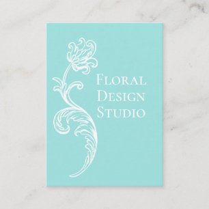 Aqua floral orné et Carte de visite blanc