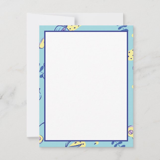 Aqua Floral Patterned Everyday Note Cards (Front)