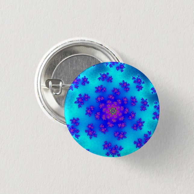 Aqua Floral Sprinkles 1 Inch Round Button (Front & Back)