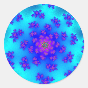 Aqua Floral Sprinkles Classic Round Sticker