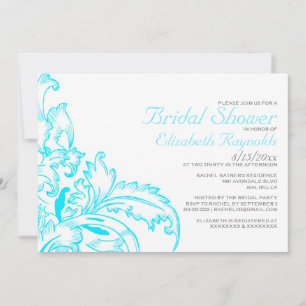 Aqua Flourish Bridal Shower Invitations