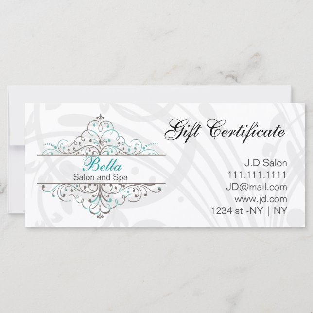 Aqua Flourish Personalized Business Stationery (Front)