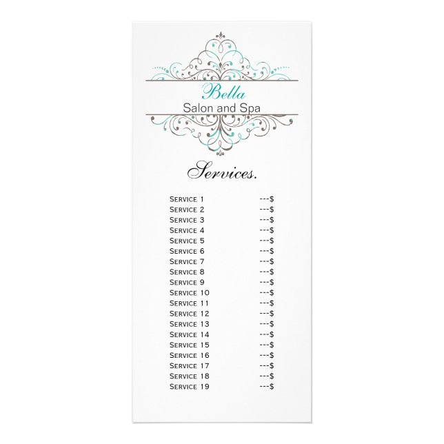 Aqua Flourish Personalized Business Stationery Rack Card (Front)