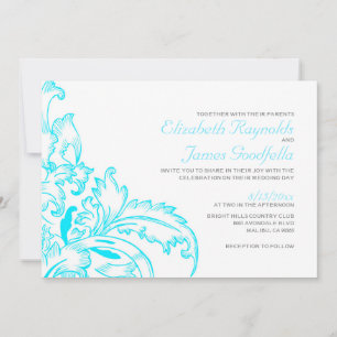 Aqua Flourish Wedding Invitations